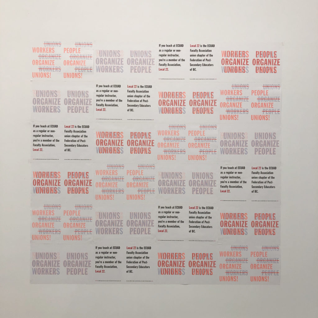 Workers Organize Unions, People Organize Unions, 2019. By Jaz Halloran, 2-colour Risograph print on paper.